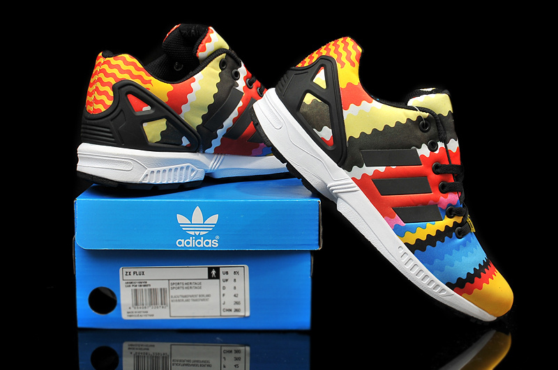 Adidas ZX Flux Fun Rainbow Colorful Yellow Blue Red